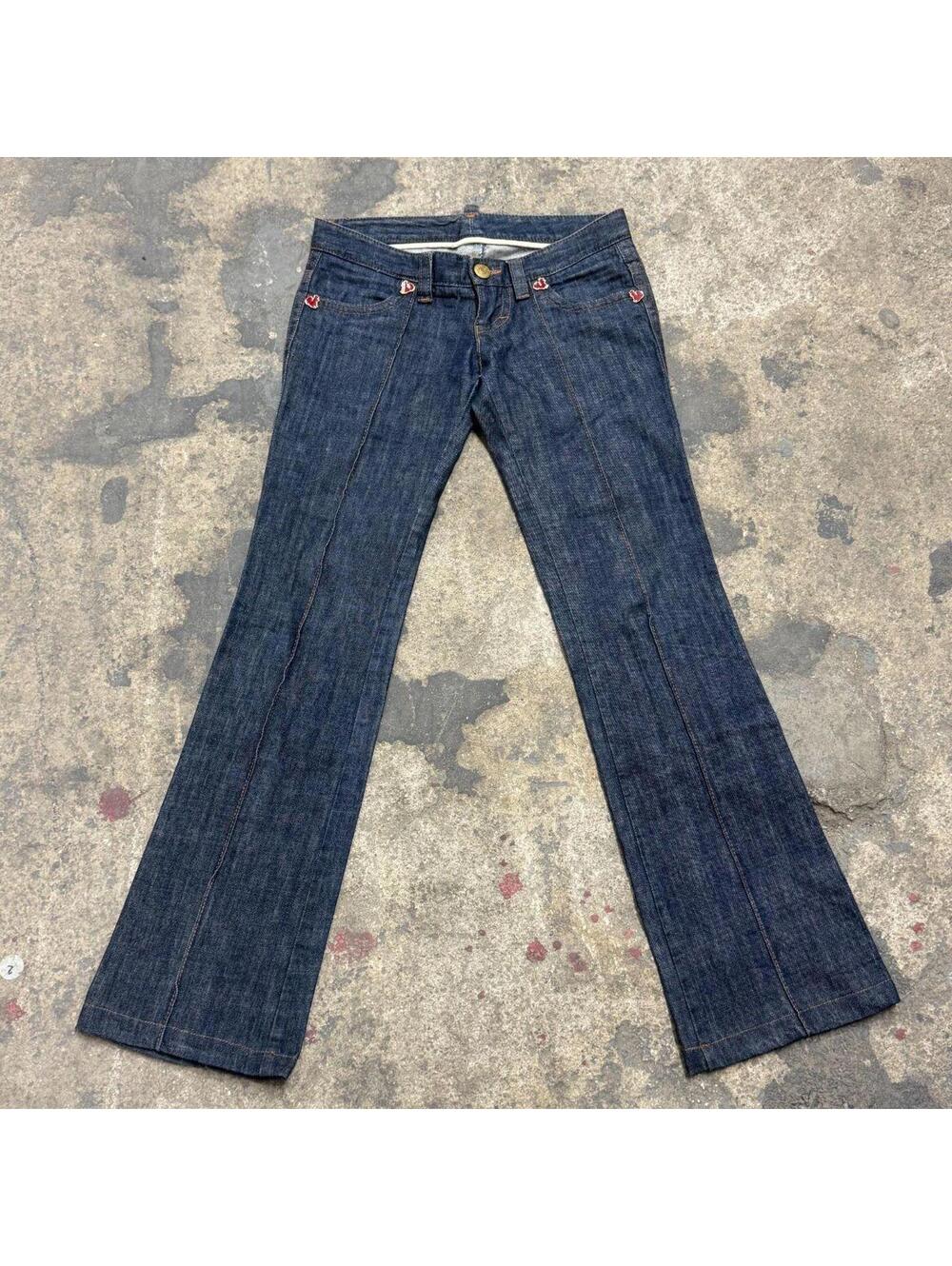 Y2K Vintage Dsquared2 Squirrel Low-Rise Dark Wash Flare Jeans